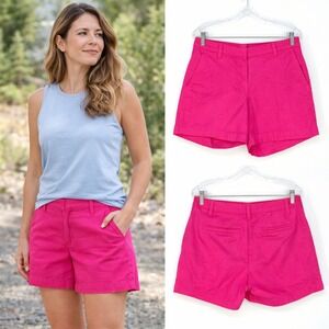 J Crew Classic Chino Shorts Womens 4 Pink 30x5 Barbie Flat Front Mid Rise Preppy